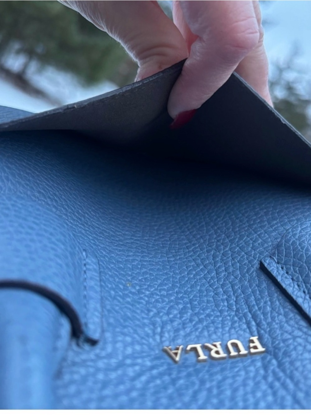Furla Navy Leather Satchel Crossbody Bag - NWOT - Picture 9 of 15